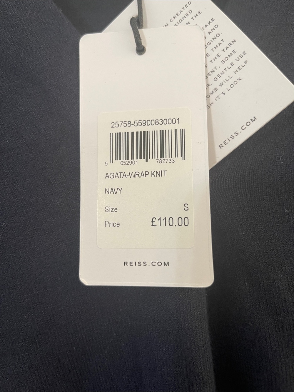 Reiss Navy V-Neck Long Sleeve Shirt - Picture 3 of 4